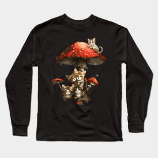 Cottagecore Aesthetic Cat Landscape Long Sleeve T-Shirt